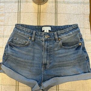 H&M Blue Jean Shorts High-Waisted Cuffed